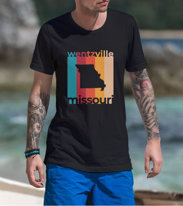 Wentztville Missouri Retro Stripes State T-Shirt
