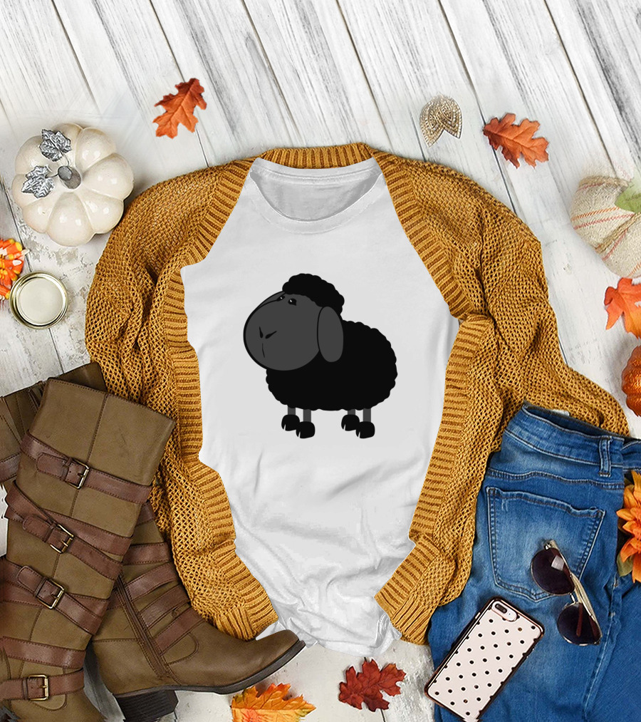 Black Sheep Cartoon T-Shirt
