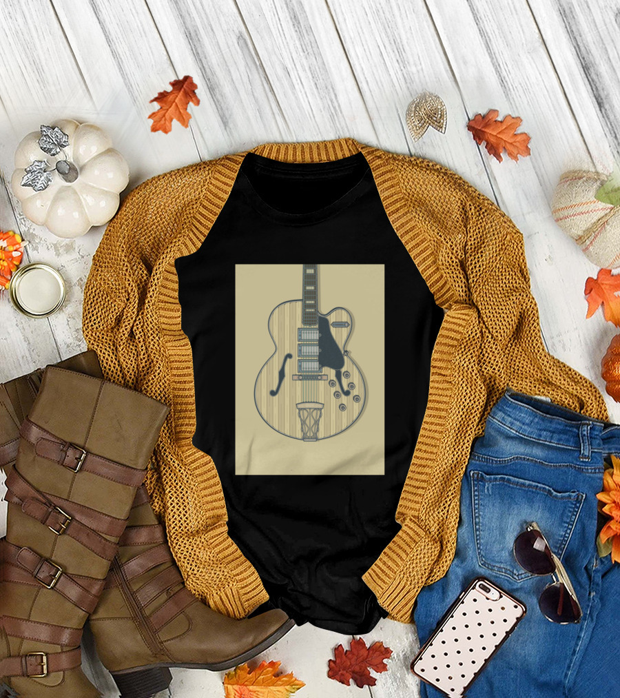 Bright Vintage Archtop Guitar Basketball Fusion T-Shirt