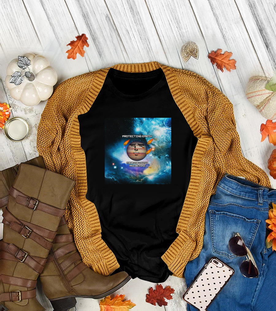 Protecting Earth from Infernasty and Beyond Planet Jupiter Joke Fun T-Shirt