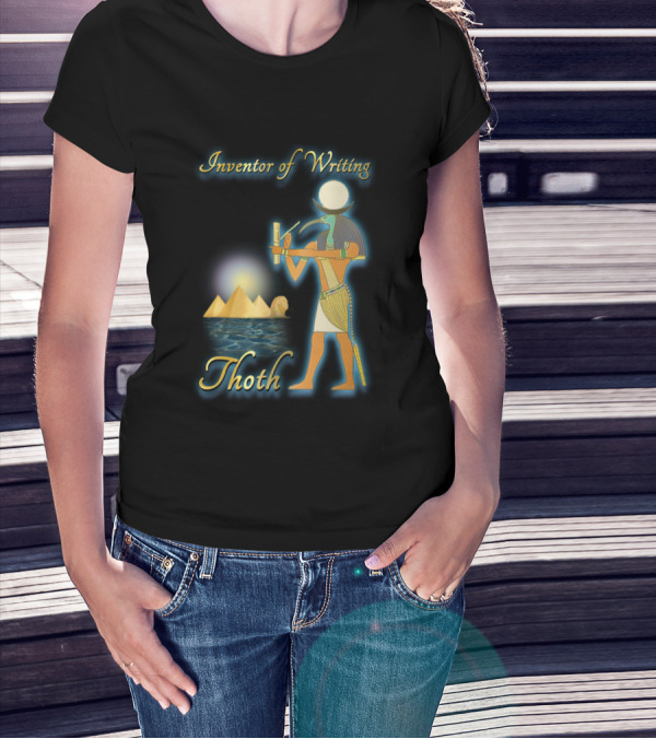 Inventor Of Writing Thoth Egyptian Icon With Pyramids T-Shirt