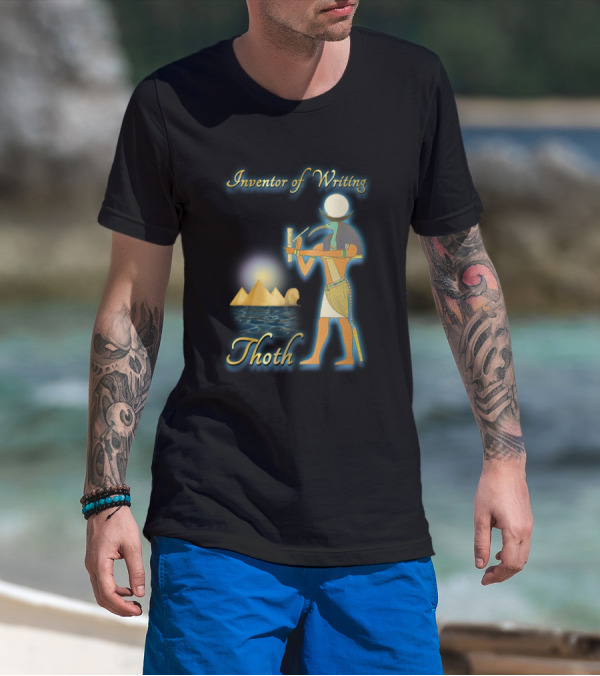 Inventor Of Writing Thoth Egyptian Icon With Pyramids T-Shirt