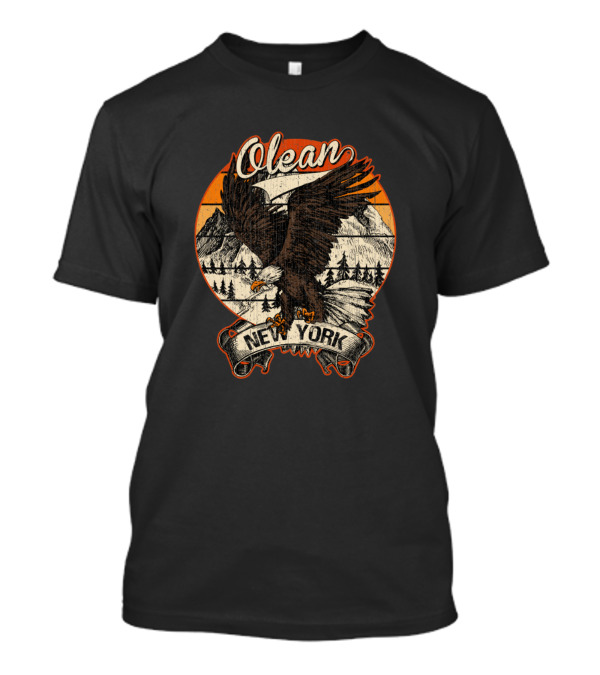 Olean New York Bald Eagle Mountains Retro Vintage T-Shirt