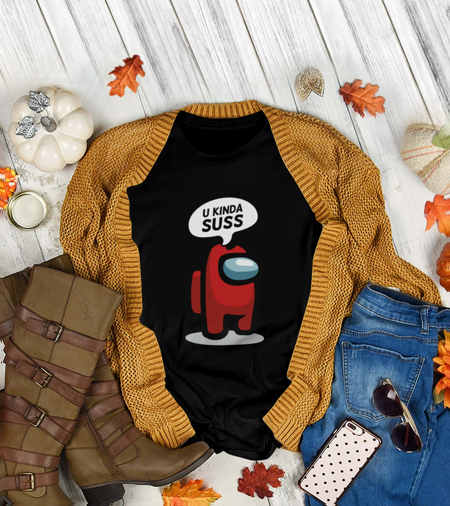 U Kinda Suss Among Us Red Character Icon with Text Bubble T-Shirt