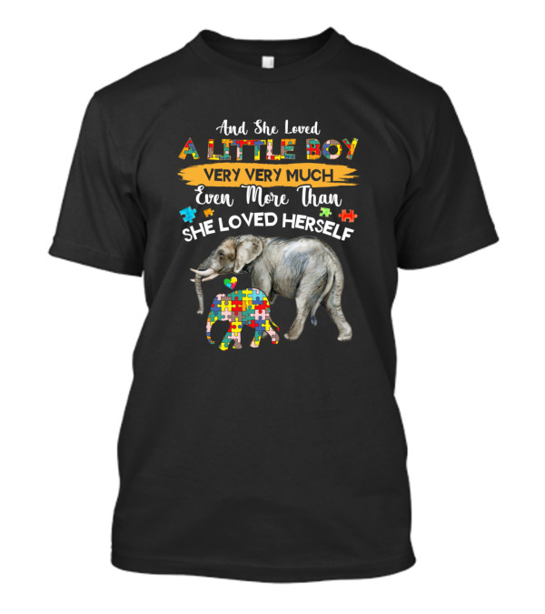 And She Loved A Little Boy Very Very Much More Than Herself Autism Awareness Elephant T-Shirt