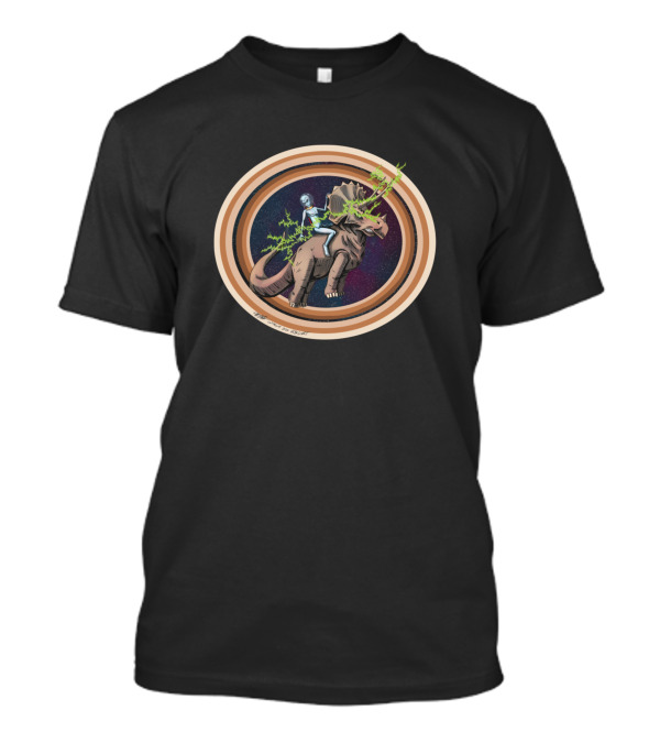 Rings Of Saturn Astronaut Riding Triceratops With Lightning T-Shirt