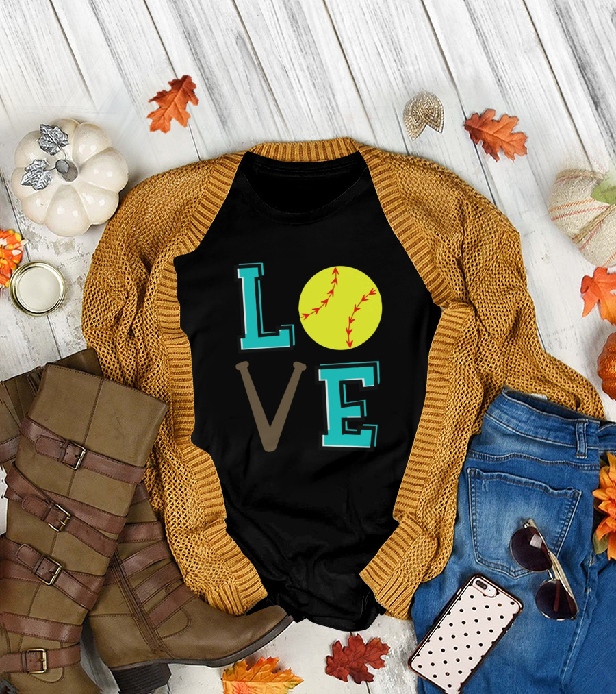 LOVE Softball Bat Ball T-Shirt