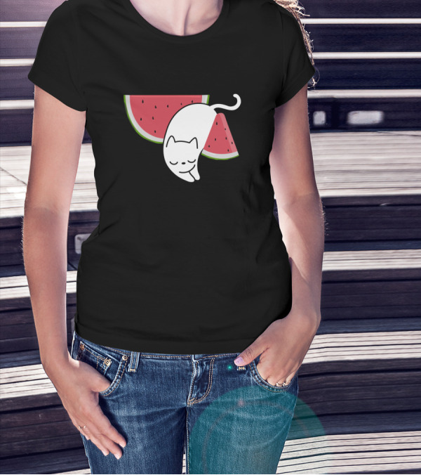 Cat Sleeping On Watermelon Slices T-Shirt