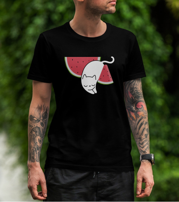 Cat Sleeping On Watermelon Slices T-Shirt