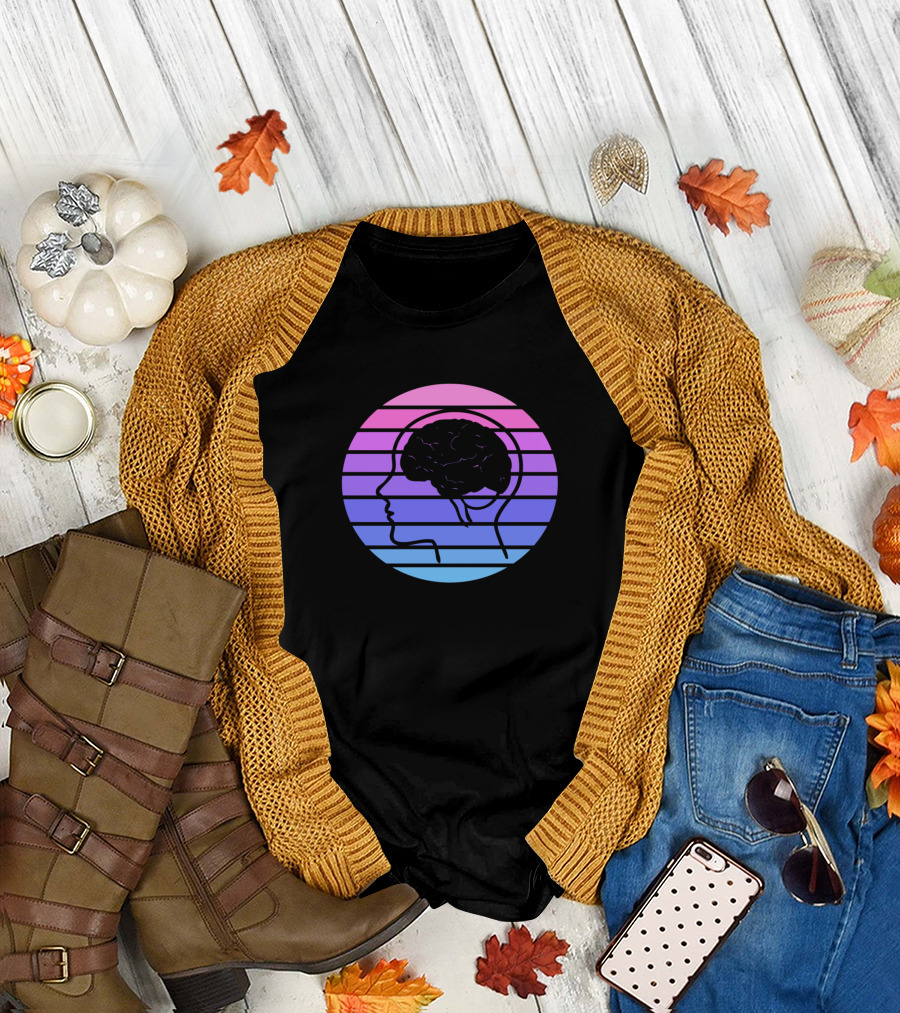 Head Brain Retro Sunset T-Shirt