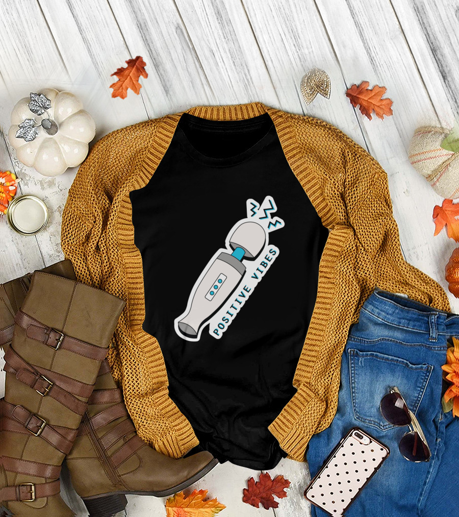 Positive Vibes Massage Wand Icon with Zap Lines T-Shirt