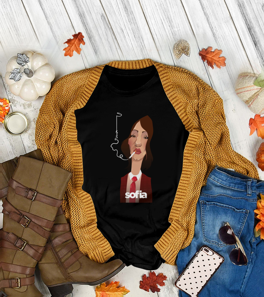 Sofia Smoking Character in Red Jacket and Tie T-Shirt