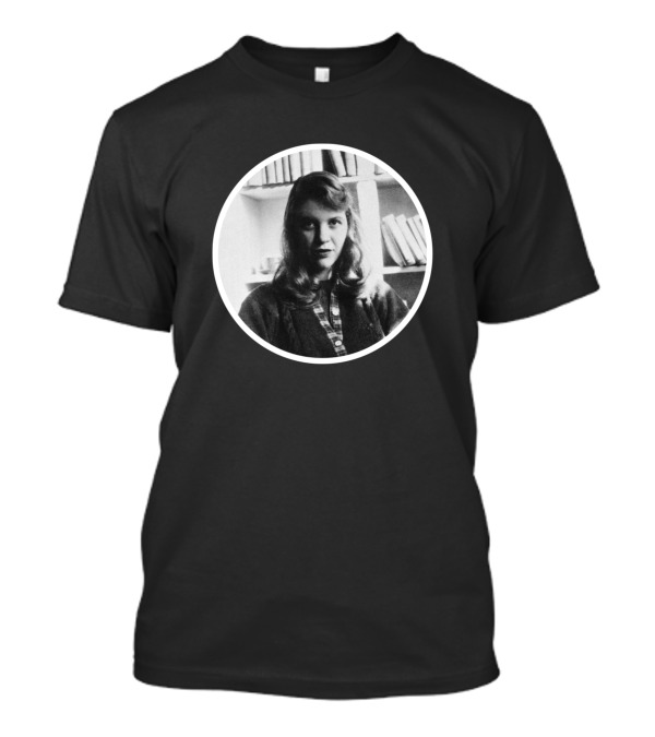 Sylvia Plath Black And White Iconic Portrait Circle T-Shirt