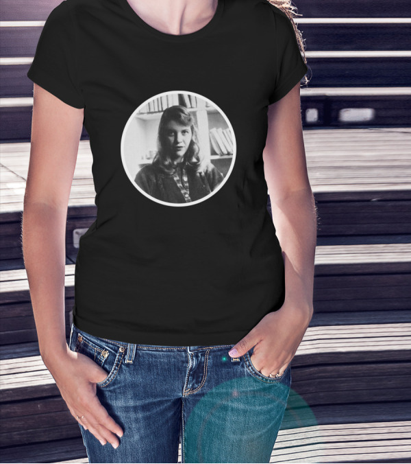 Sylvia Plath Black And White Iconic Portrait Circle T-Shirt