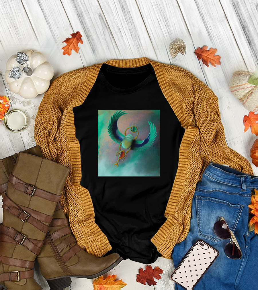 Flying Scarab Egyptian Gemstone Wings Skyward Journey T-Shirt