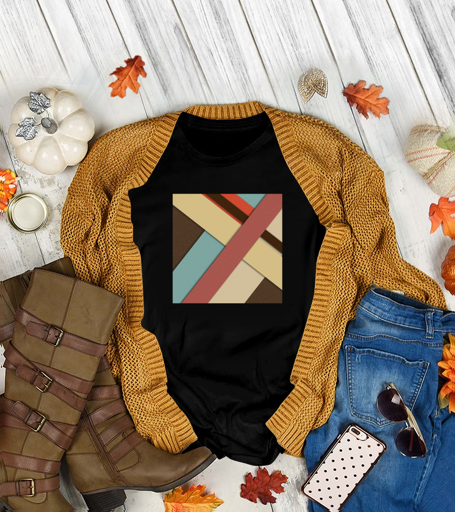 Materials Geometric Collage on Dark Canvas T-Shirt