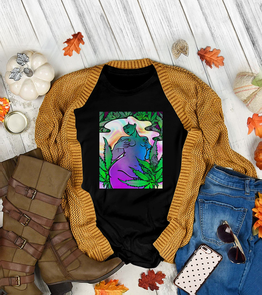 Surrender To The Loss Of Control Psychedelic Cannabis Goddess T-Shirt