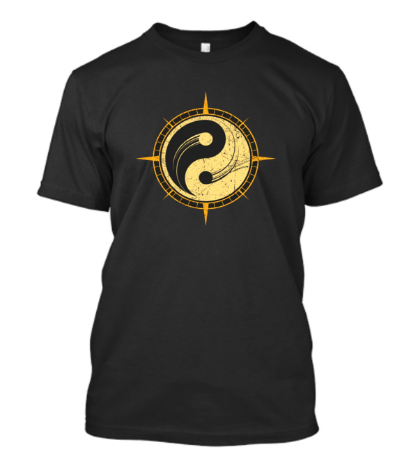 Yin Yang Compass Design With Colors T-Shirt