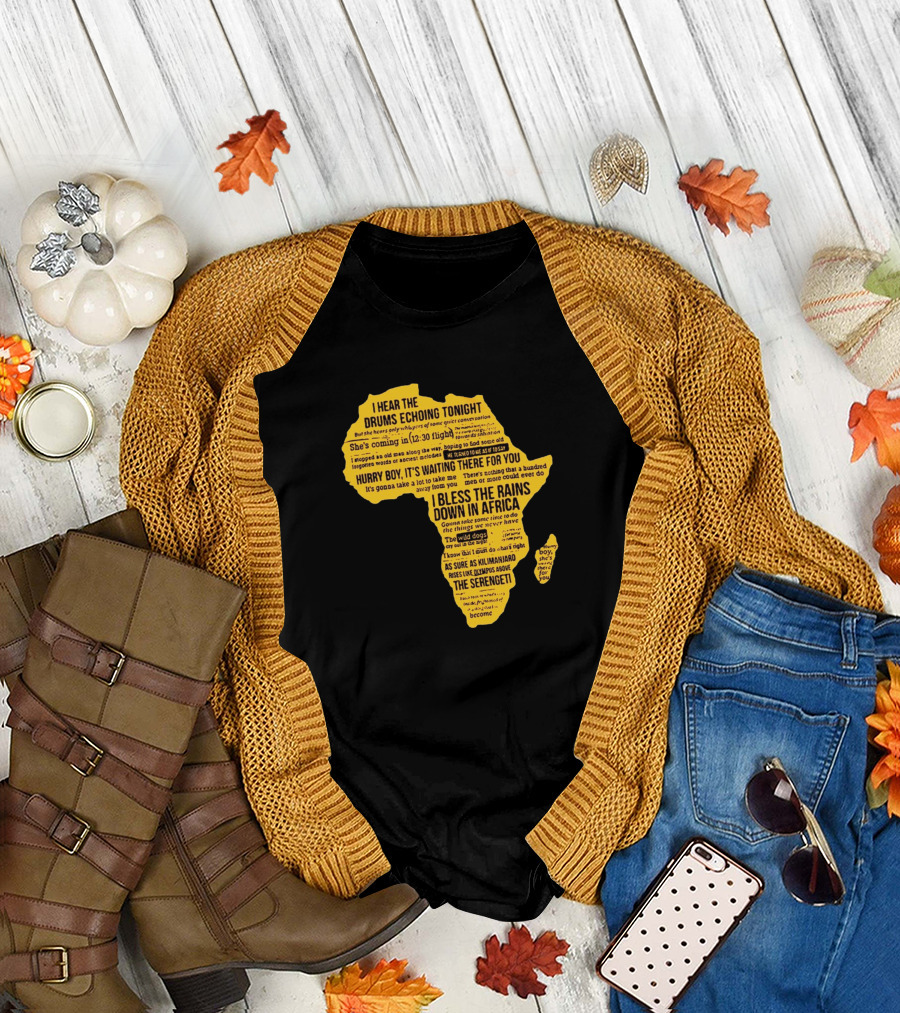 I Bless the Rains Down in Africa Toto Lyrics Map T-Shirt