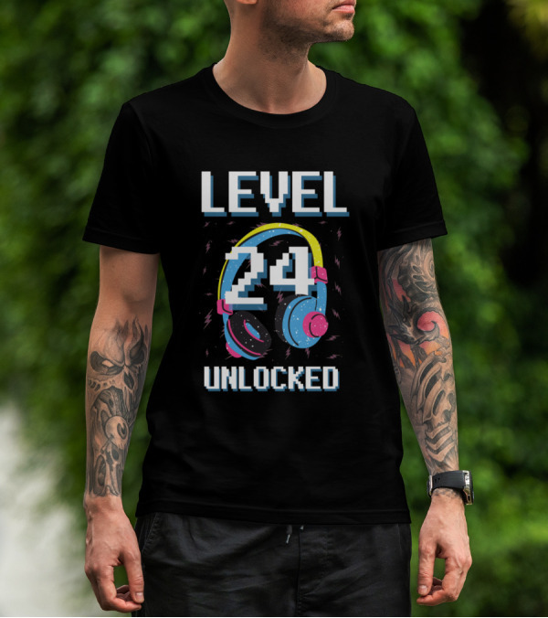 Level 24 Unlocked Gaming Headset Birthday T-Shirt