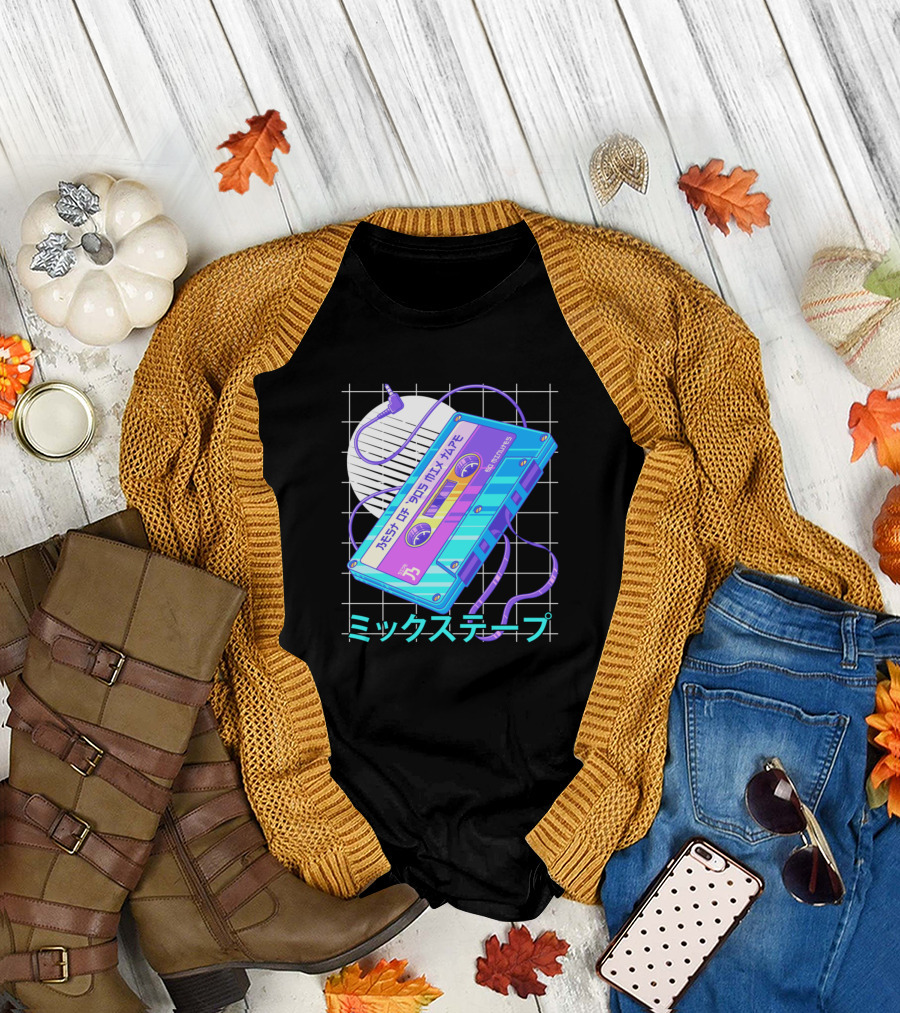 Mixtape 90s Japanese Otaku Vaporwave Aesthetic Retro Cassette T-Shirt