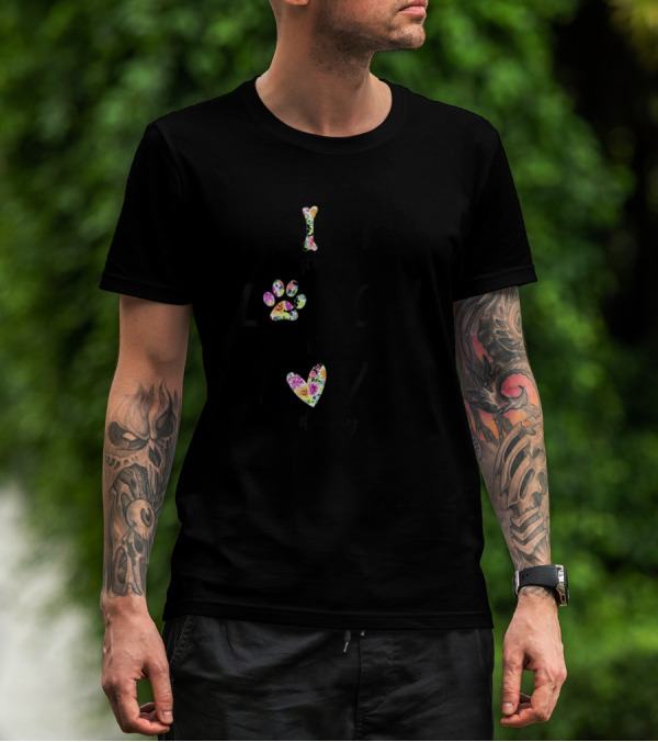 LIVE Simply LAUGH Paw Print Often LOVE Heart Deeply Dog T-Shirt