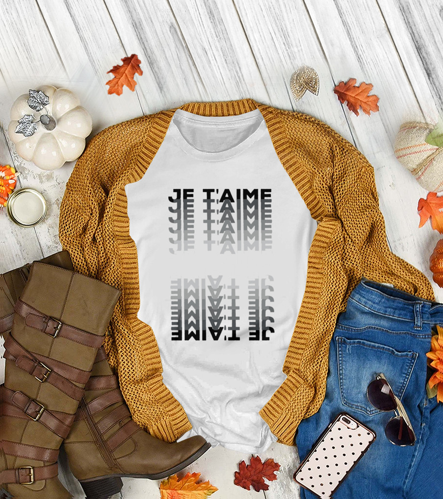 JE T'AIME Vertical Text Reflection T-Shirt