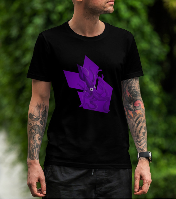 Squid Purple Geometric Abstract Sea Creature T-Shirt