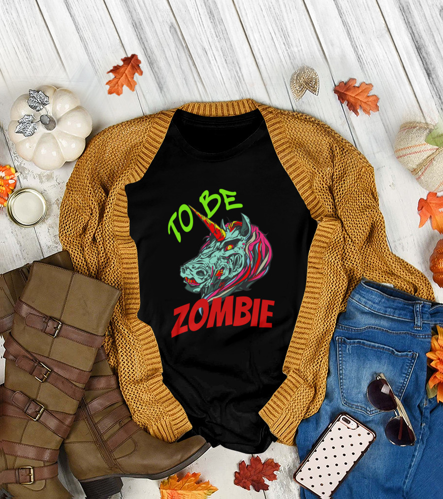 TO BE ZOMBIE Unicorn Head with Neon Colors T-Shirt