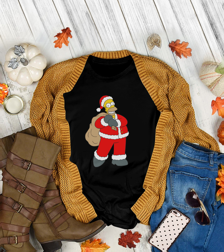 Santa Homer Simpson Christmas Sack Classic T-Shirt