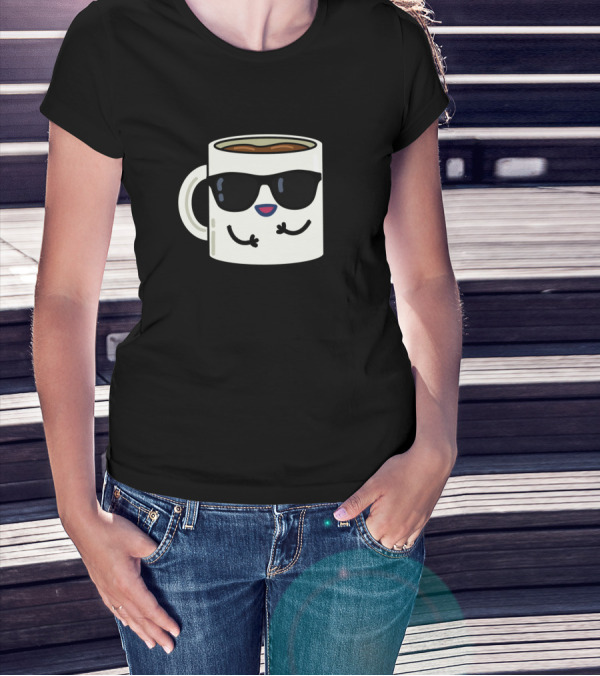 Caution Brewtiful And Hot Coffee Cup With Sunglasses Cute Pun T-Shirt