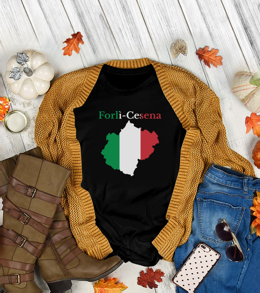 Forlì-Cesena Italy Map with Italian Flag Colors T-Shirt