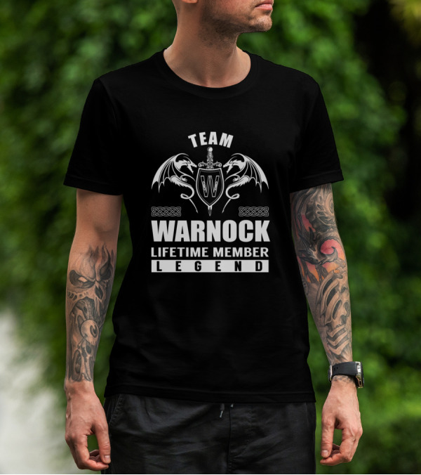 Team Warnock Lifetime Member Legend With Shield And Dragons T-Shirt