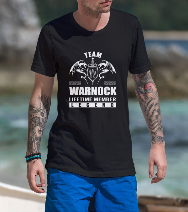 Team Warnock Lifetime Member Legend With Shield And Dragons T-Shirt