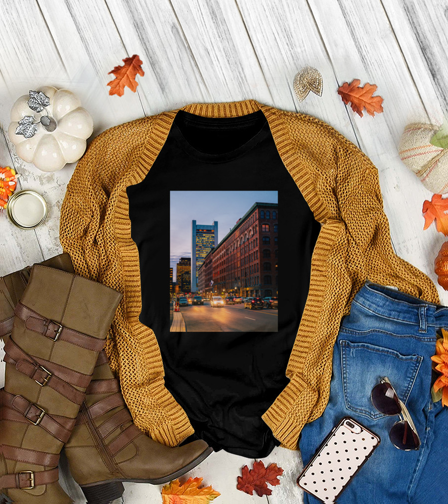 Boston Civil Twilight Cityscape Photography Classic Urban Scene T-Shirt
