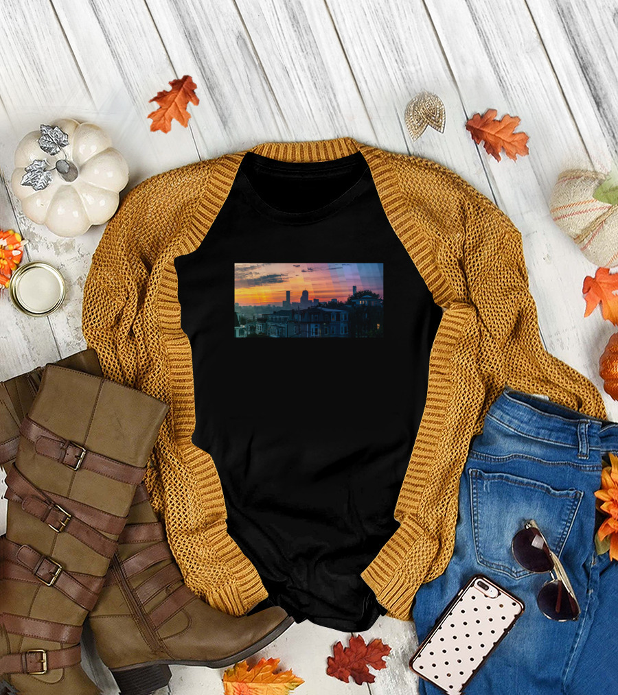 Boston Cityscape Skyline at Sunset T-Shirt