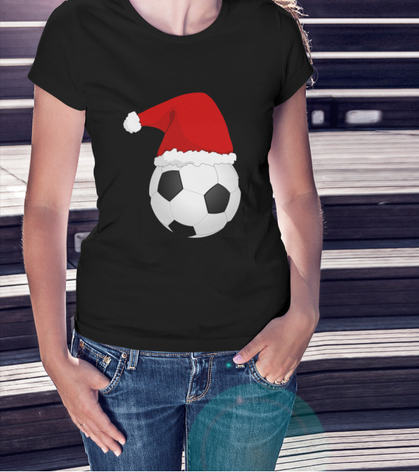 Santa Hat On A Soccer Ball T-Shirt