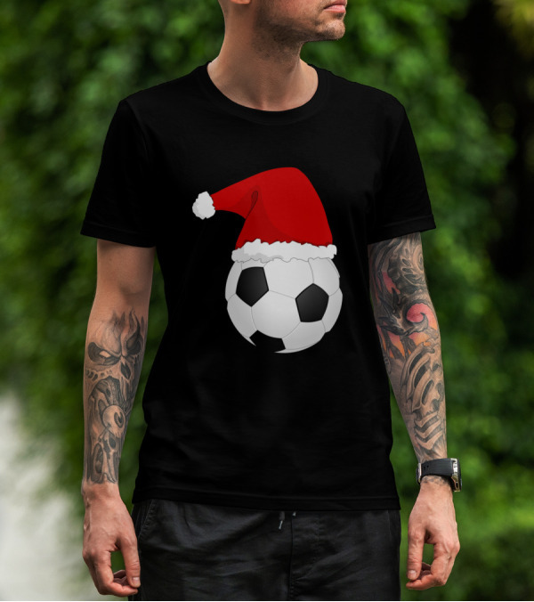 Santa Hat On A Soccer Ball T-Shirt