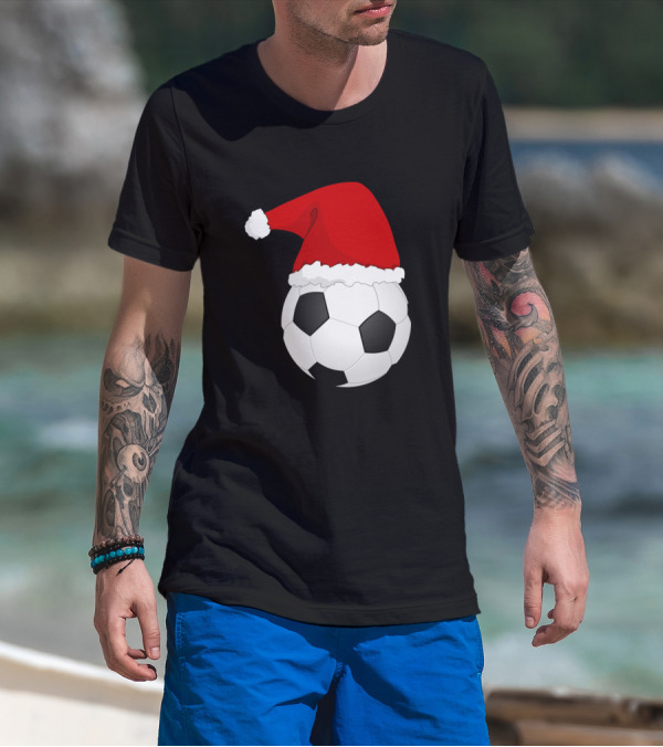 Santa Hat On A Soccer Ball T-Shirt