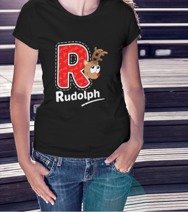 Rudolph Reindeer Christmas R Red Nose T-Shirt