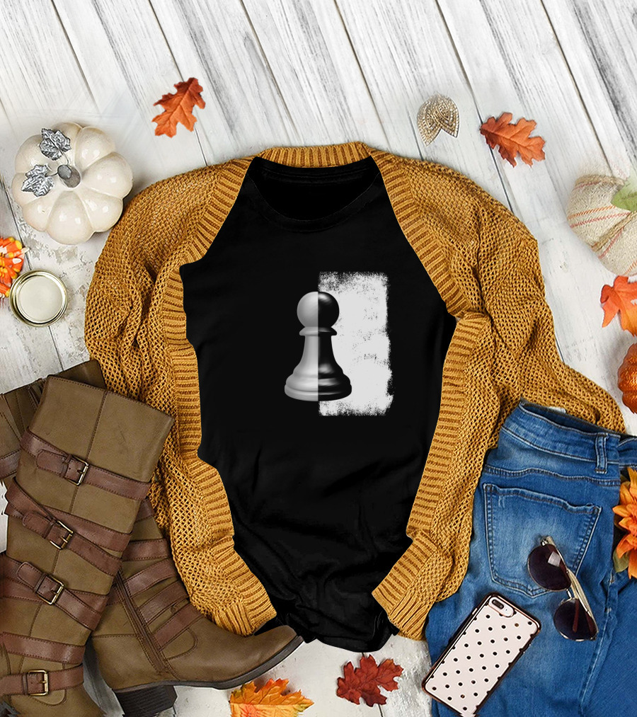 Chess Yin Yang Pawn Black White Duality T-Shirt