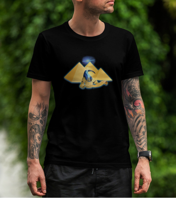 Toth Egyptian God With Pyramid And Scroll T-Shirt