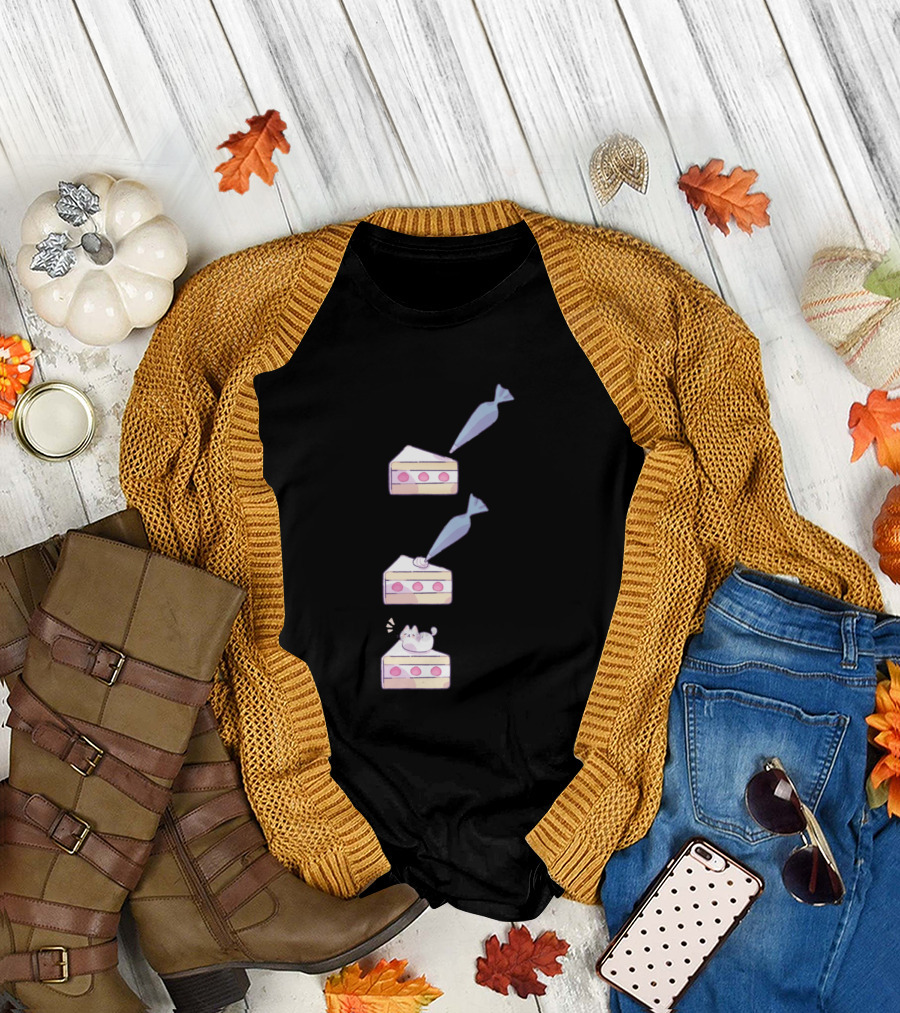 Cake and Frosting with Cute Cat Layers T-Shirt