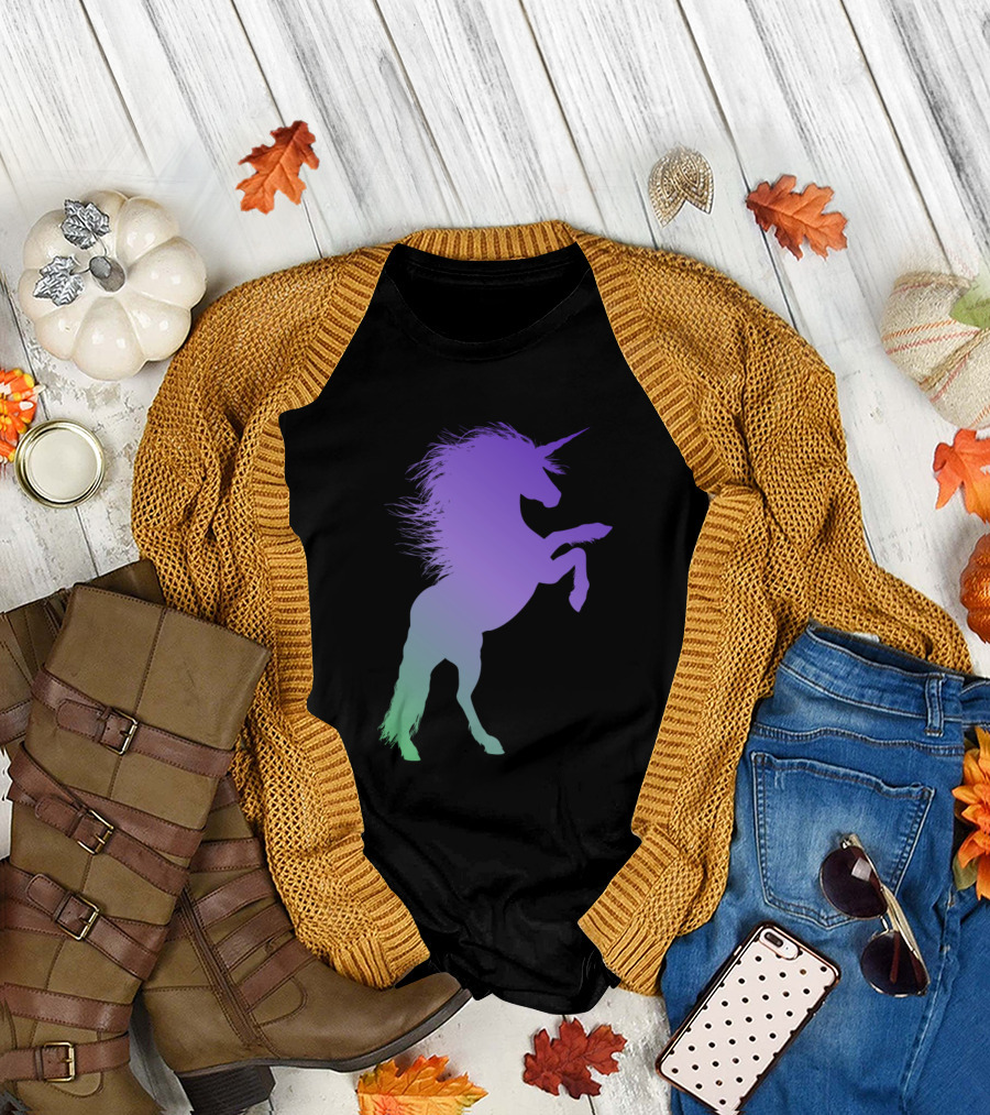 Green Purple Gradient Unicorn T-Shirt