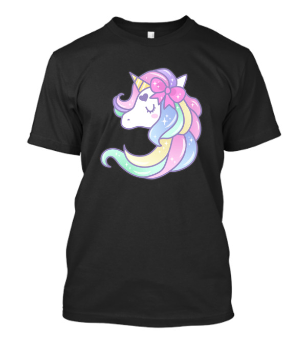Unicorn Pastel Rainbow Mane With Bow And Sparkles T-Shirt