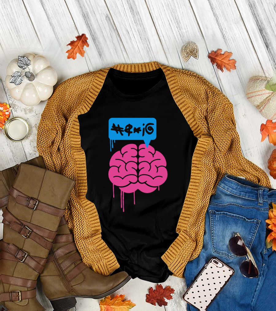 Brain with Graffiti Speech Bubble T-Shirt