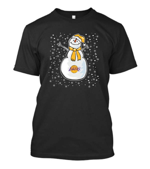 Los Angeles Lakers Christmas Snowman Holiday Fan Gear T-Shirt