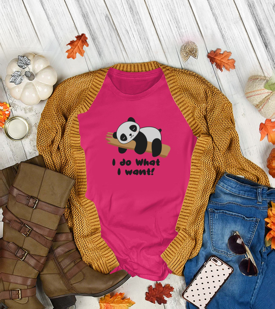 I Do What I Want Funny Panda Bamboo Hug T-Shirt