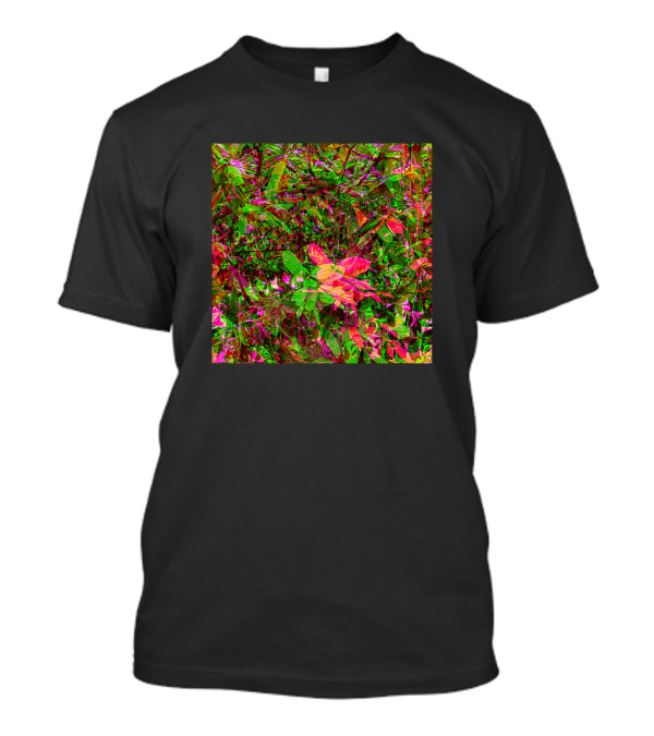 Neon Pink Flower Garden Vibrant Foliage T-Shirt