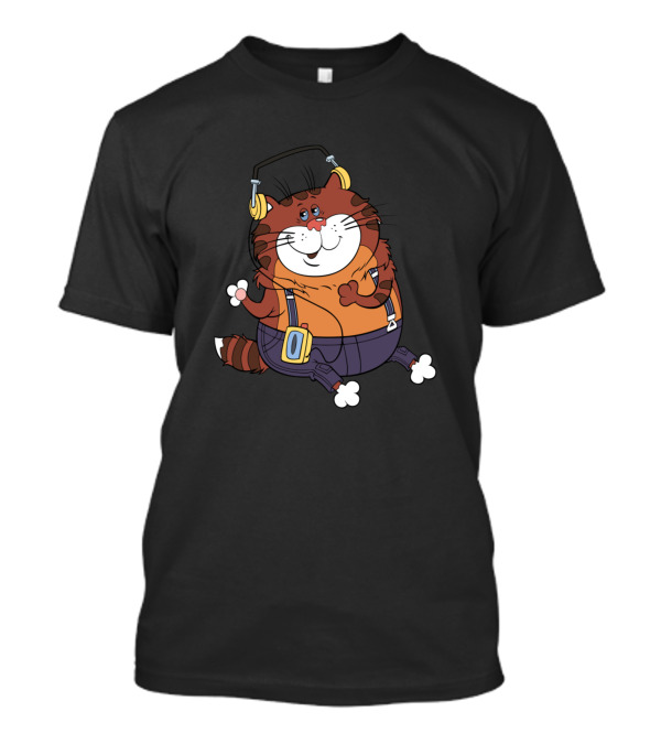 Cartoon Cat With Headphones And Orange T-Shirt